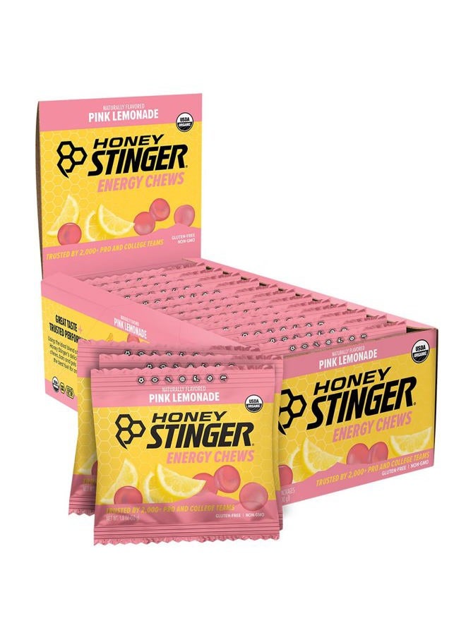 Honey Stinger Organic Pink Lemonade Energy Chew | Gluten Free & Caffeine Free | For Exercise, Running and Performance | Sports Nutrition for Home & Gym, Pre and Mid Workout | 12 Pack, 21.6 Ounce - Image 1