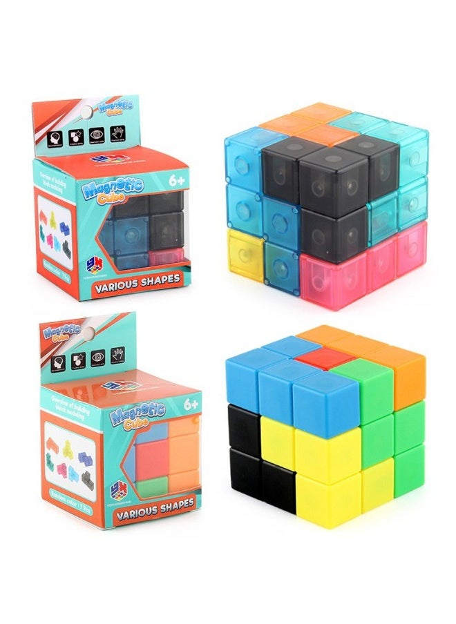 Generic - Puzzle Solid Color Three-Order Magnetic Building Block Rubik's Cube Soma Magnetic Cube Tetris Transparent Color Rubik's Cube Toy-Color:Light Yellow Variety Magnetic Rubik's Cube [transparent Color] Includes One Page Of Instructions - Image 1