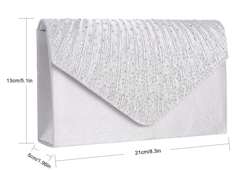 BBjinronjy Clutch Purse for Women Evening Bags for Women Formal Wedding Party Cocktail Prom Crossbody Purse Evening Handbags (Silver) - Image 5