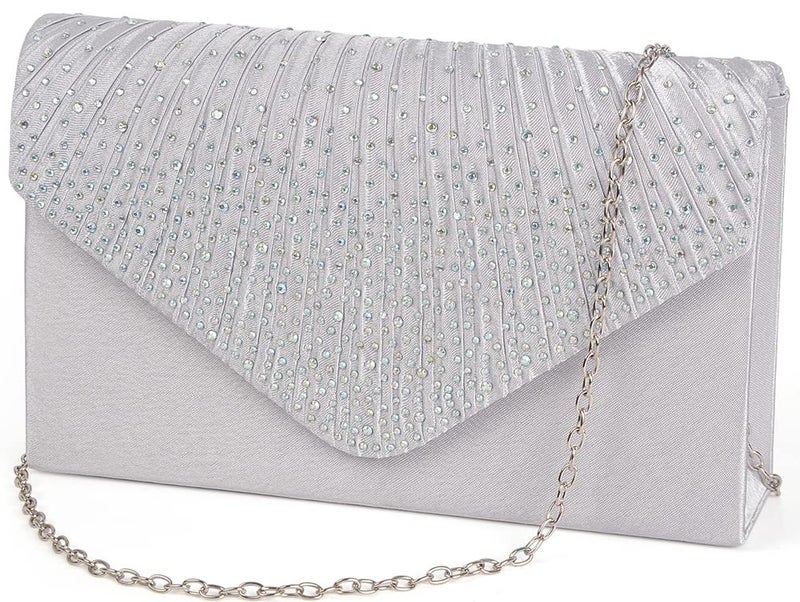 BBjinronjy Clutch Purse for Women Evening Bags for Women Formal Wedding Party Cocktail Prom Crossbody Purse Evening Handbags (Silver) - Image 1