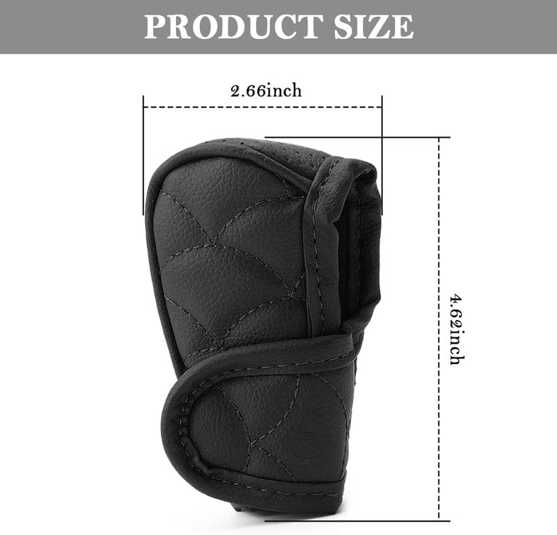 Car Gear Shift Cover,Leather Gear Shifter Cover for Protecting Stick Shift Knob,Universal Breathable Car Shifter Cover Car Interior Accessories for Most Cars Trucks SUVs (Black) - Image 2