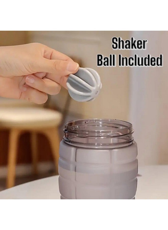 RIANZ Grenade Shape Protien Shaker Bottle Blender 600ml/20oz -Pre Workout Shaker Bottles for Protein Mixes - 100% BPA-Free, Leak Proof with Shaker Ball - 1 Pc (Black) - Image 4