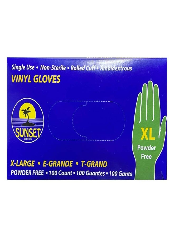 Sunset XL SmoothTouch Disposable Vinyl Gloves - Powder Free - 100 Per-Box X-Large Gloves - Image 1