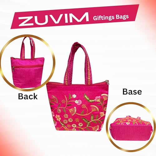 Zuvim Women’s Pooja Bags for Return Gift Women Purse with Double Pockets Zipper for Ladies Gifting for Haldi Mehandi Wedding Festivals, Multicolors (Pack of 6) - Image 4