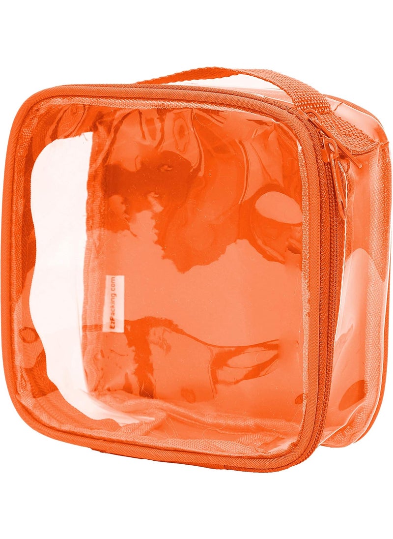 EzPacking - Clear TSA Approved 3-1-1 Travel Toiletry Bag for Carry On/Quart Size Transparent Liquids Pouch for Airport Security/Reusable See Through Vinyl & PVC Plastic Organizer Men Women (Orange) - Image 1