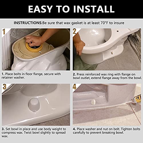 boeemi Extra Thick Wax Ring Toilet,with Flange and Bolts for Reinstallation of the Toilet, Fits 3-inch or 4-inch Waste Lines(2 PCS) - Image 4
