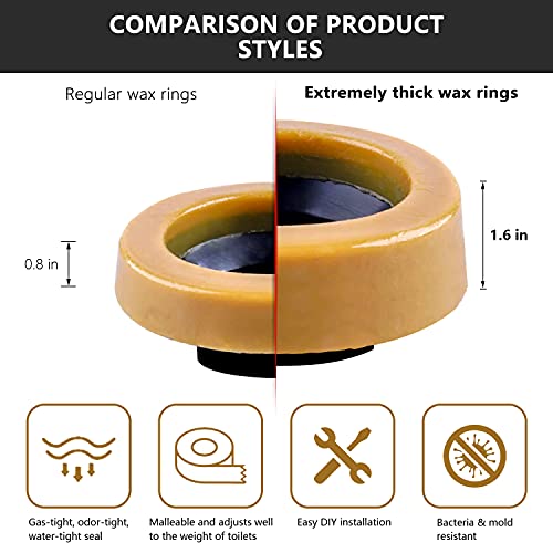 boeemi Extra Thick Wax Ring Toilet,with Flange and Bolts for Reinstallation of the Toilet, Fits 3-inch or 4-inch Waste Lines(2 PCS) - Image 3