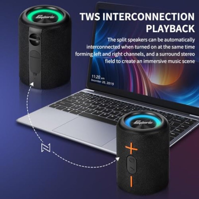 2 in 1 Portable Splittable Bluetooth Speaker, Waterproof Split Wireless Speaker Bluetooth V5.3 with 20W Loud Stereo Sound, 24H Playtime, True Wireless Pairing for Home, Outdoor or Travel - Image 3