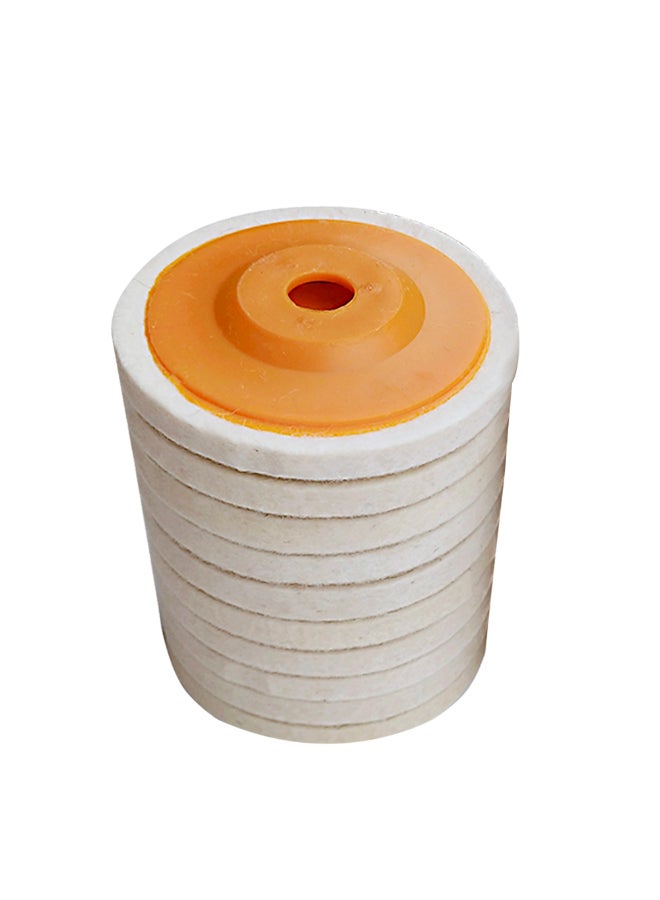 مجموعة عجلات تلميع من الصوف مكونة من 10 قطع DE3337 أبيض/برتقالي - Image 4