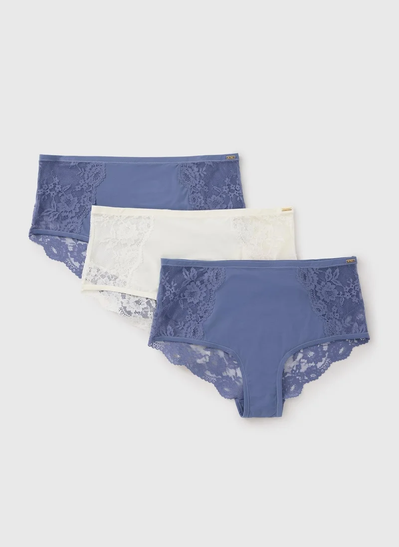 Matalan 3 Pack Blue Comfort Luxe Supersoft Full Knickers