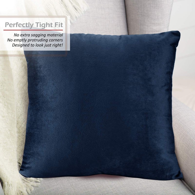 Nestl Throw Pillow Covers  Cozy Velvet Decorative Outdoor Pillow Covers 20X20 Inches  Soft Solid Cushion Covers for Sofa  Bed and Car  Set of 4 - Navy Blue - Image 4