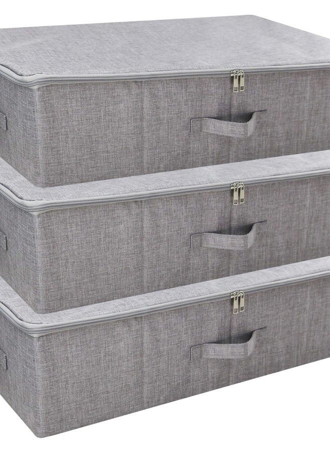 iwill CREATE PRO Folding Washable Dustproof Underbed Storage Bins for Closet, Wardrobe Clothing, Blankets, Duvets, Sweaters Organizer, Dark Gray, Pack of 3 - Image 1