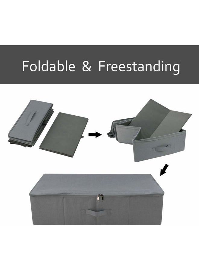 iwill CREATE PRO Folding Washable Dustproof Underbed Storage Bins for Closet, Wardrobe Clothing, Blankets, Duvets, Sweaters Organizer, Dark Gray, Pack of 3 - Image 3