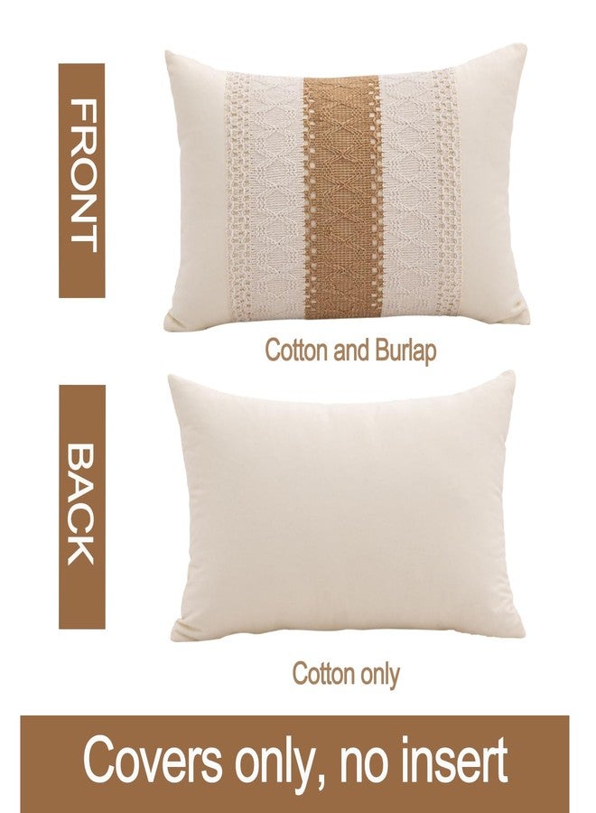 Mayler Yee Lumbar Throw Pillow Covers 12 x 20 Inch 1PC for Farmhouse Living Room, Cotton & Burlap Textured Striped Woven Boho Pillow Covers (Beige & Brown, Single Striped) - Image 5
