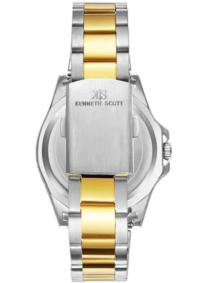 كينيث سكوت ساعة كينيث سكوت للرجال بحركة  وشاشة بعقارب وسوار من الستانلس ستيل - ذهبيفضي - Image 3