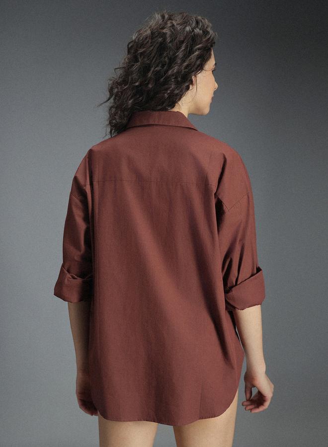 HIGH STAR Solid Long Sleeve Oversized Shirt - Image 3