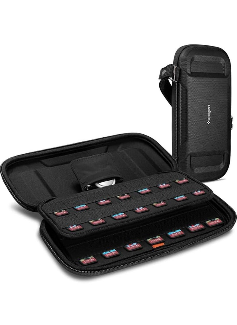 Spigen Rugged Armor Pro Game Card Cartridge Case for Nintendo Switch / Switch OLED, Micro SD Cards, AirTag Portable Hard Shell Pouch Travel Storage [Only Game Cards NOT Switch Device] - Black  - Image 1