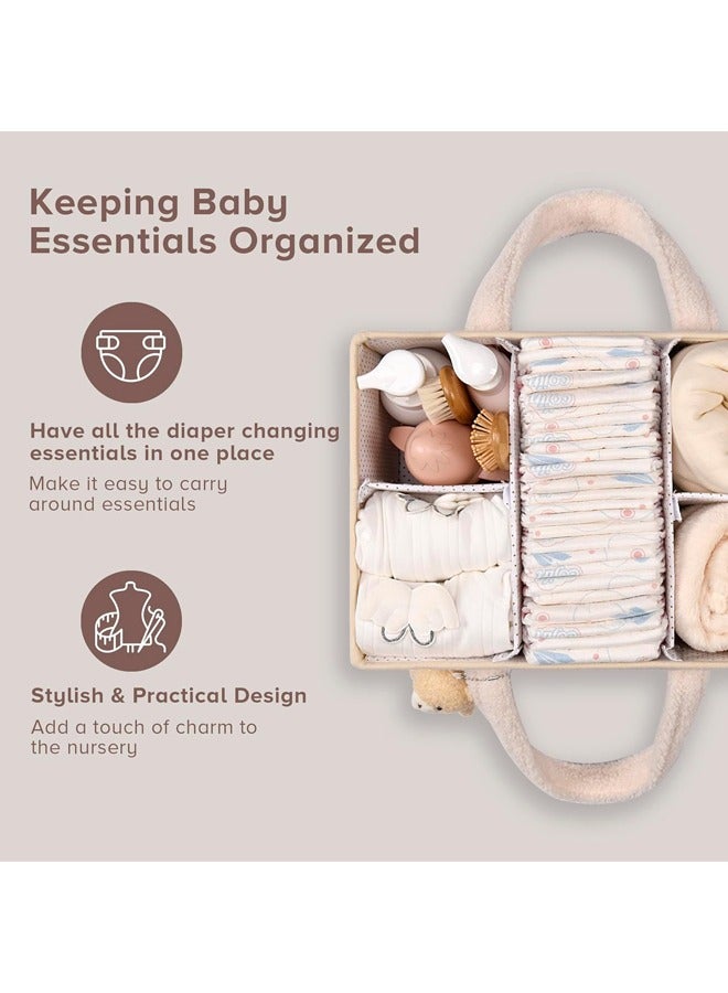 Baby Diaper Caddy,Baby Diaper Caddy Organizer ,Nursery Storage Bin for Changing Table,Storage Basket for Newborn Boys Girls, Foldable and Portable(White)  - Image 2