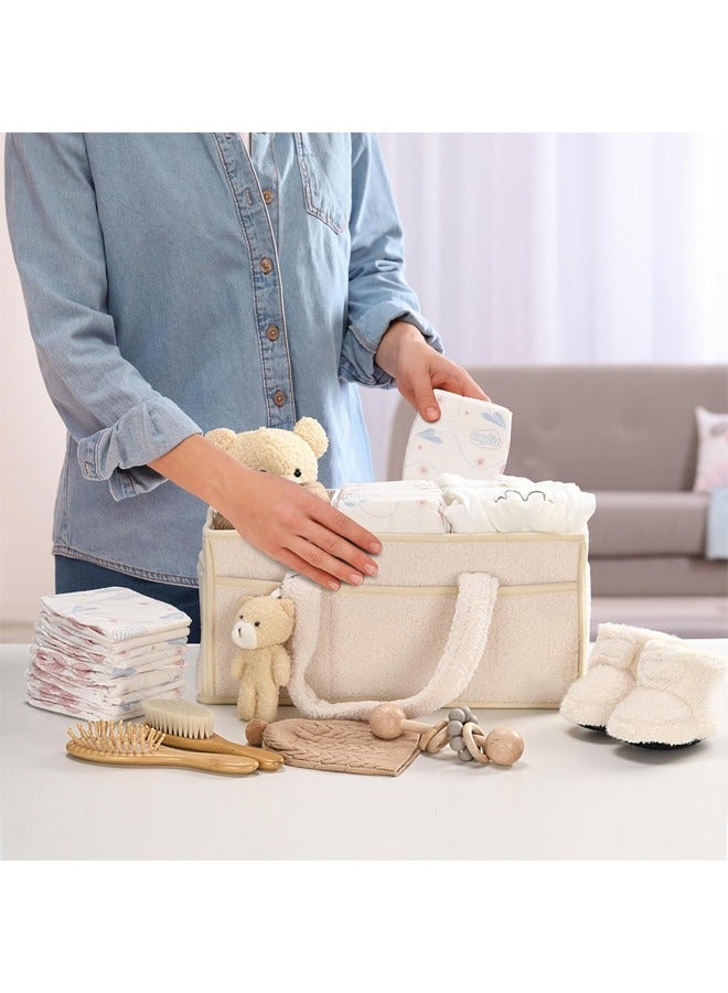 Baby Diaper Caddy,Baby Diaper Caddy Organizer ,Nursery Storage Bin for Changing Table,Storage Basket for Newborn Boys Girls, Foldable and Portable(White)  - Image 5