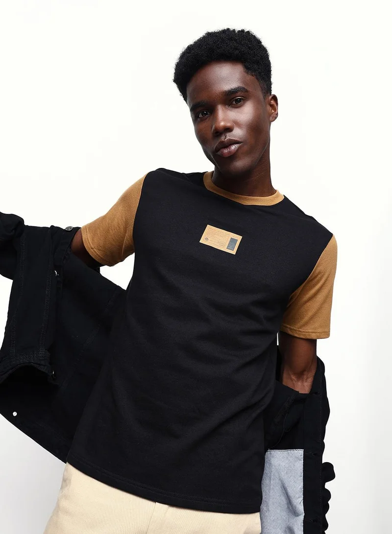 Men's Black 100% Cotton Relaxed T-Shirt