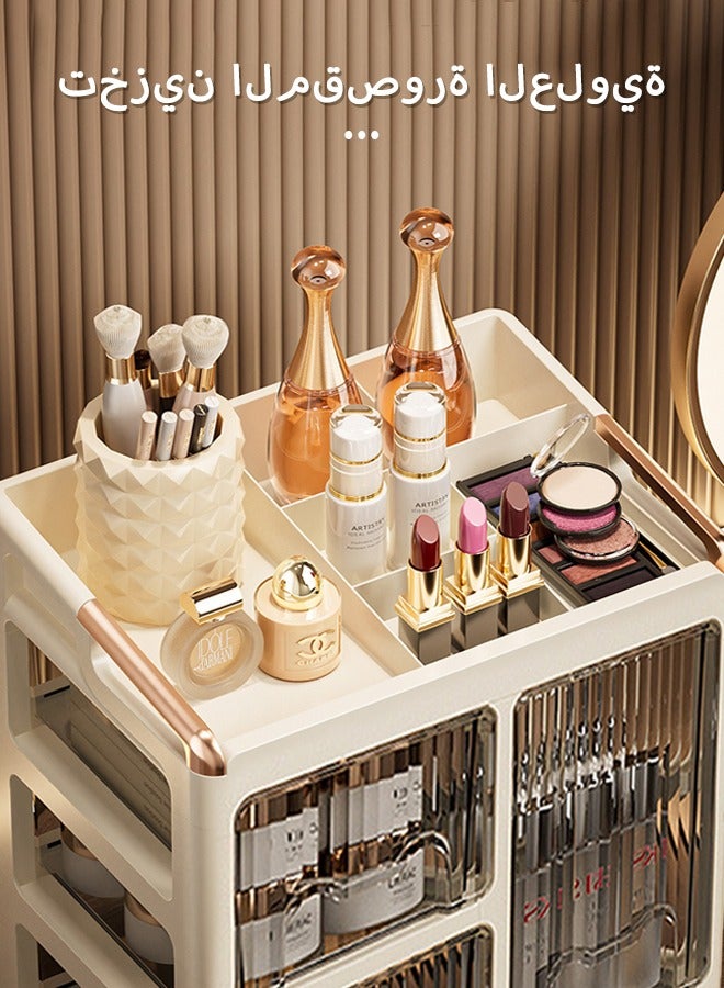 cocohome Double Layer Makeup Organizer, Makeup Storage Box with 2 Spacious Drawers, Perfect for Bathroom Countertops, Bedroom Dressing Tables - Image 2
