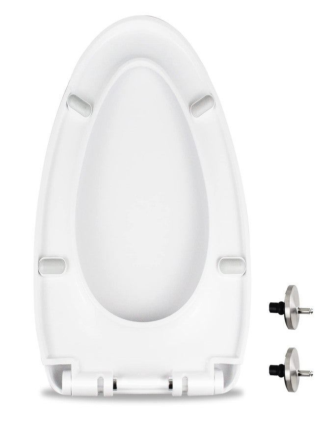 MUU Toilet seat, Slow Close, White heavy duty Toilet Seat with Non-slip Seat Bumpers Easy to Install & Clean PP Material Replacement Toilet Seat Fits All Toilet Brands Elongated Toilets(MU220-PP) - Image 1