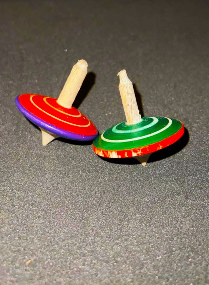 ZAQ Handmade Colorful Traditional Educational Wooden Spinning Top Toy for Kids  - Image 1