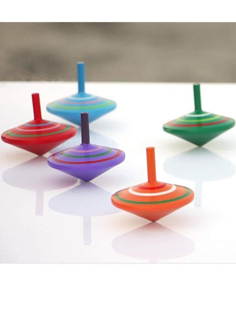 ZAQ Handmade Colorful Traditional Educational Wooden Spinning Top Toy for Kids  - Image 2