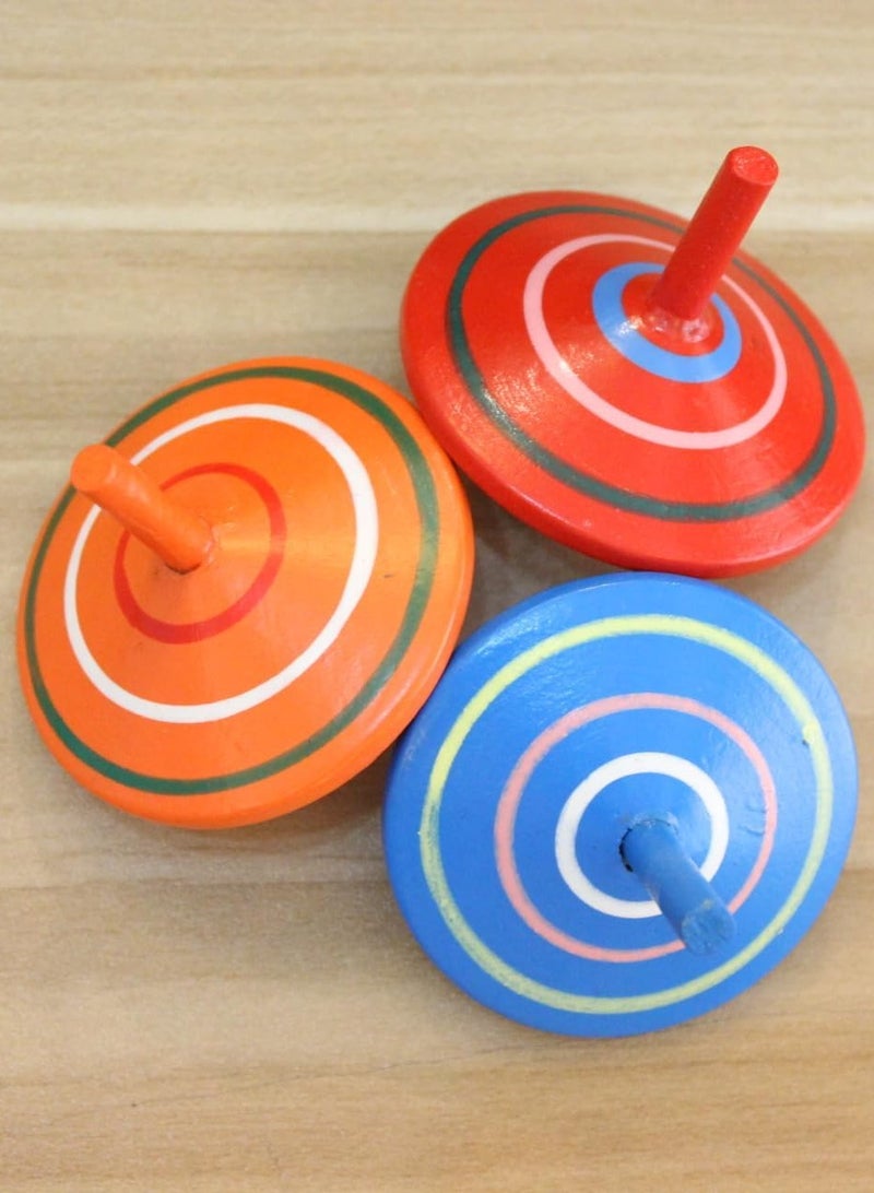 ZAQ Handmade Colorful Traditional Educational Wooden Spinning Top Toy for Kids  - Image 3