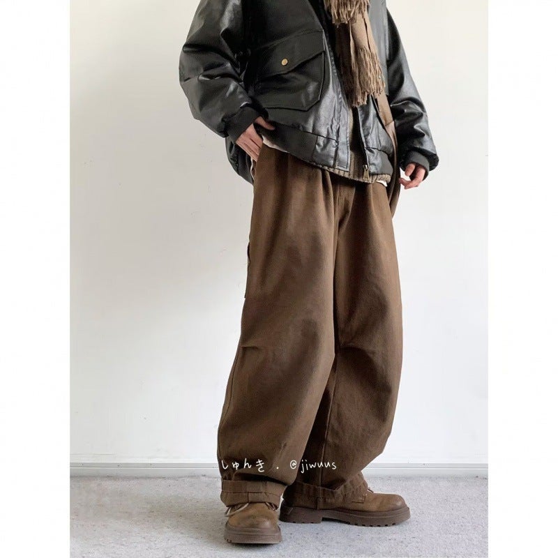 Explosions High-End Sense Pants Men'S And Women'S High Street Fashion Brand Vertical Sense Mop Pants Men'S Straight Wide Leg Pants 2024 - Image 3