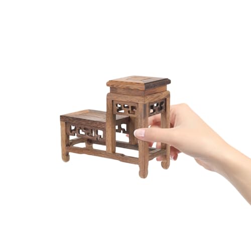 DOITOOL Wooden Plant Stand Indoor 2 Tier Wood Plant Shelf Wooden Planter Risers Flower Stand Vintage Display Planter Display Figurine Display Base for Home Garden - Image 5