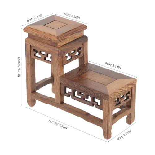 DOITOOL Wooden Plant Stand Indoor 2 Tier Wood Plant Shelf Wooden Planter Risers Flower Stand Vintage Display Planter Display Figurine Display Base for Home Garden - Image 4
