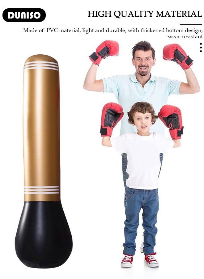 DUNISO Inflatable Boxing Column, 150cm Inflatable Boxing Bag Freestanding Punching Bag, Punching Bag for Kids Adults, for Karate, Home Boxing Practice with Immediate Bounce-Back to Release Stress  - Image 3