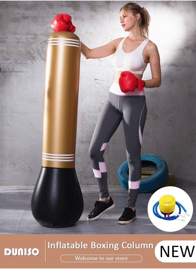 DUNISO Inflatable Boxing Column, 150cm Inflatable Boxing Bag Freestanding Punching Bag, Punching Bag for Kids Adults, for Karate, Home Boxing Practice with Immediate Bounce-Back to Release Stress  - Image 1