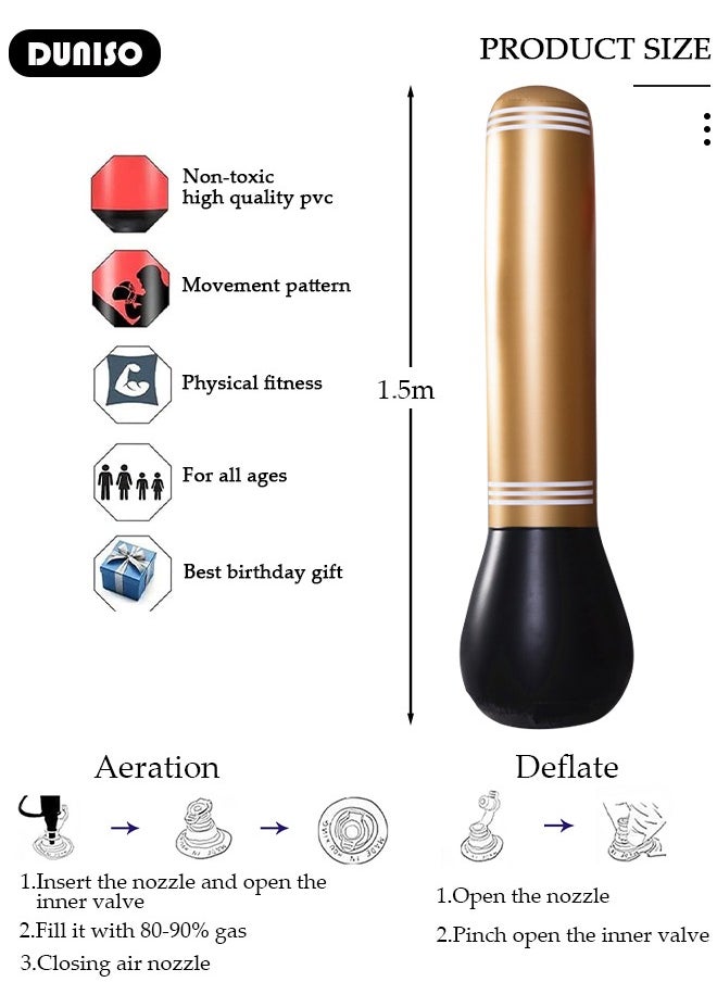 DUNISO Inflatable Boxing Column, 150cm Inflatable Boxing Bag Freestanding Punching Bag, Punching Bag for Kids Adults, for Karate, Home Boxing Practice with Immediate Bounce-Back to Release Stress  - Image 2
