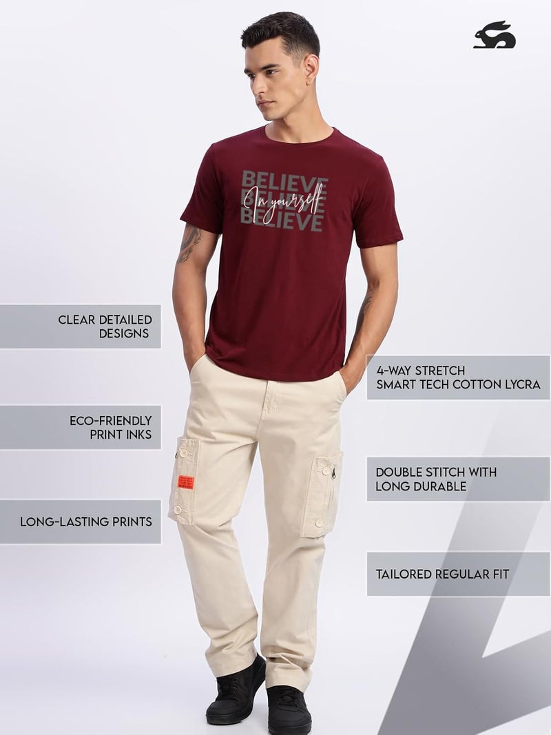 ADRO Men's Maroon Motivational Printed T-Shirt - Believe in Yourself Graphic, Regular Fit, Cotton Lycra Stretch Fabric - Image 5