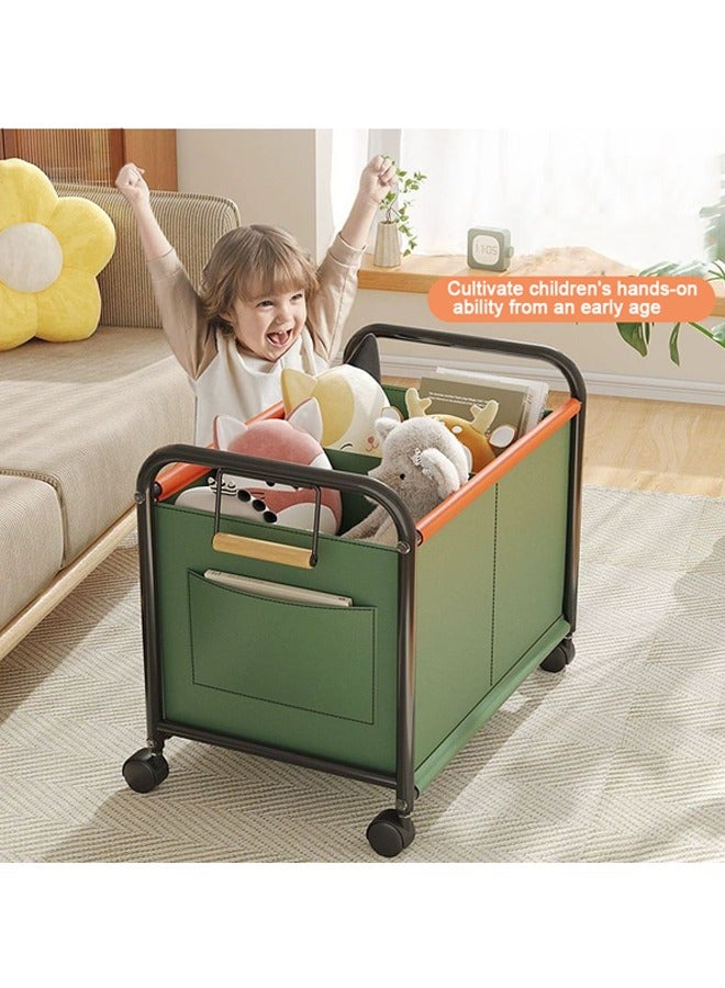 Storage Basket, Removable Storage Trolley, Large Capacity Toy Storage Box Shelf, Living Room Bedroom Under Table Snacks Organizer, Trolley Shelf, Miscellaneous Storage Box Basket, Under Table Book Bag Shelf, Green - Image 1