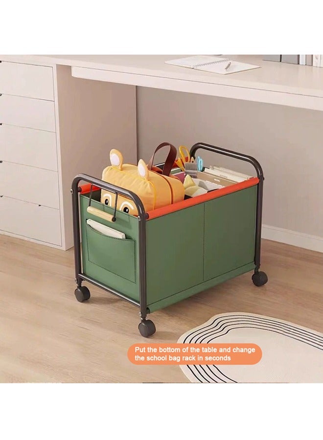 Storage Basket, Removable Storage Trolley, Large Capacity Toy Storage Box Shelf, Living Room Bedroom Under Table Snacks Organizer, Trolley Shelf, Miscellaneous Storage Box Basket, Under Table Book Bag Shelf, Green - Image 2