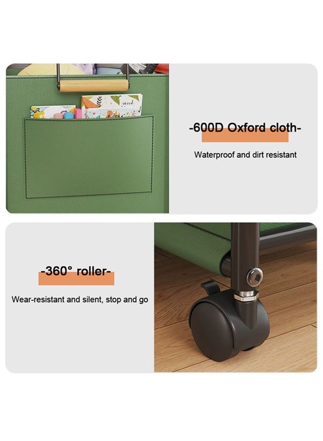Storage Basket, Removable Storage Trolley, Large Capacity Toy Storage Box Shelf, Living Room Bedroom Under Table Snacks Organizer, Trolley Shelf, Miscellaneous Storage Box Basket, Under Table Book Bag Shelf, Green - Image 4