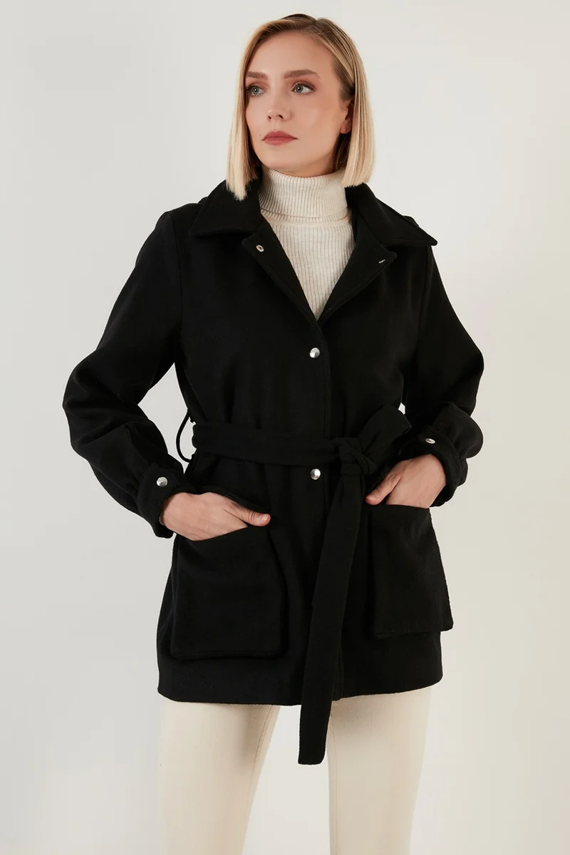 Lela Cotton Regular Fit Belted Hooded Coat Women's Coat 6380057