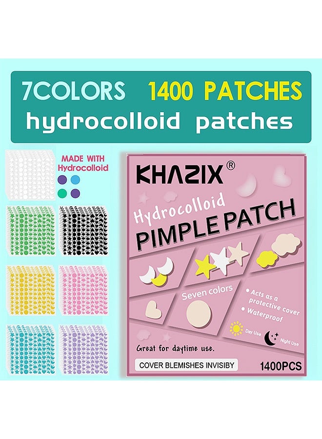 KHAZIX 1400 Pcs Pimple Patches, 7 Colors 7 Shapes Acne Covering Stickers for Face And Skin, Acne Treatment for Men and Women Daily Skin Care - Image 3