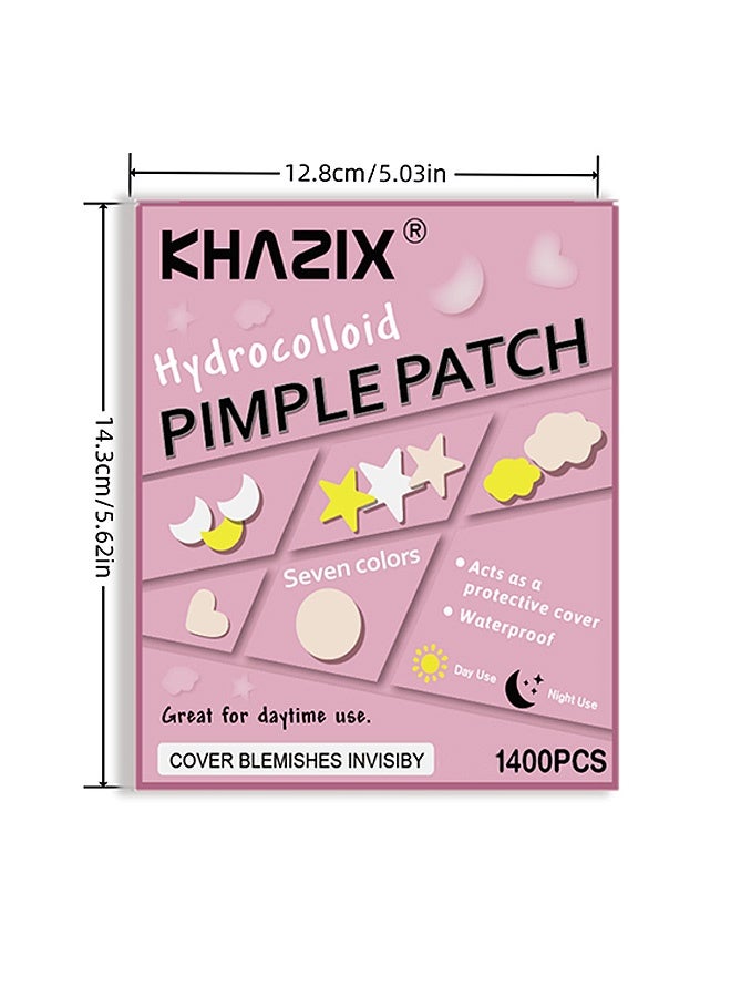KHAZIX 1400 Pcs Pimple Patches, 7 Colors 7 Shapes Acne Covering Stickers for Face And Skin, Acne Treatment for Men and Women Daily Skin Care - Image 2