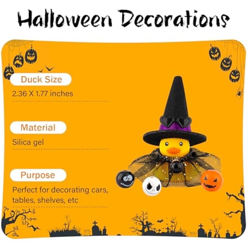 wonuu  Rubber Duck Witch Duck Car Decorations  Accessories Witch Hat Pumpkin Skull and Cloak - Image 3