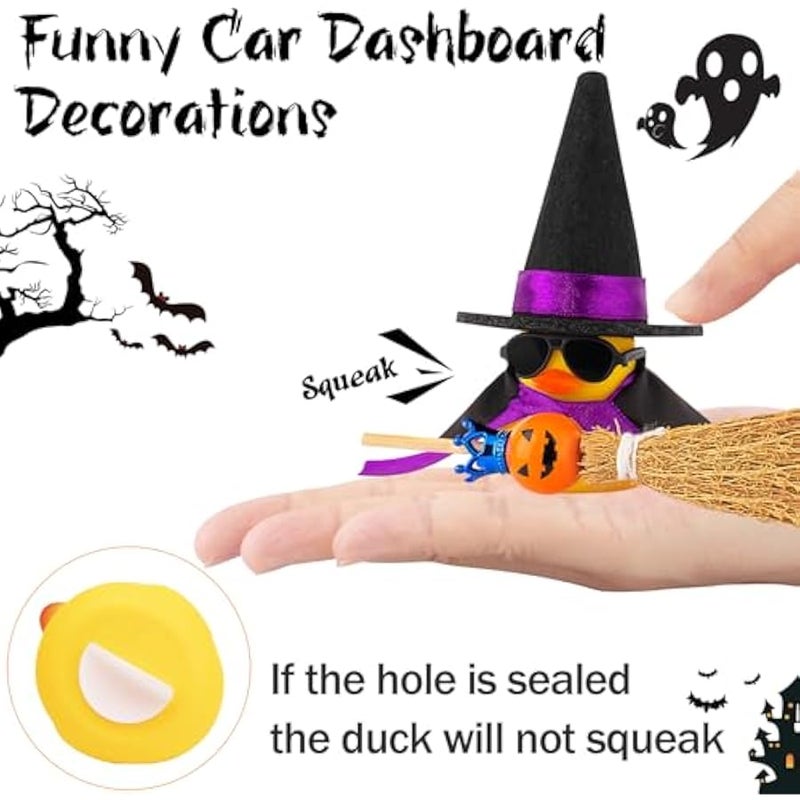 wonuu  Rubber Duck Witch Duck Car Decorations  Accessories Witch Hat Pumpkin Skull and Cloak - Image 5