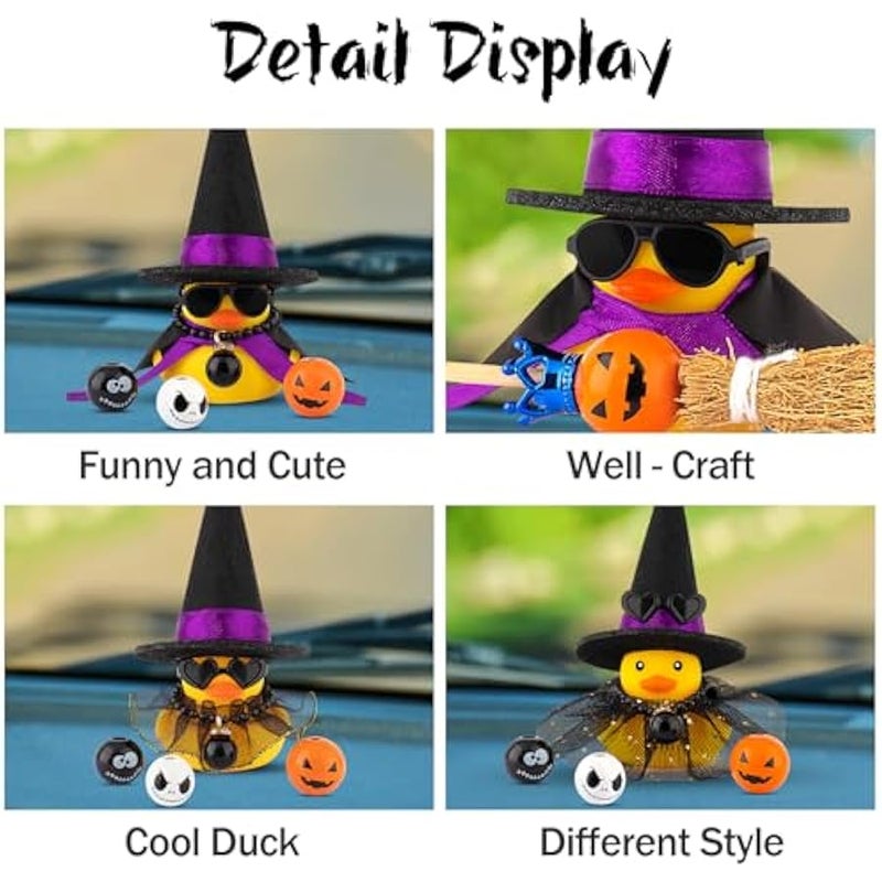 wonuu  Rubber Duck Witch Duck Car Decorations  Accessories Witch Hat Pumpkin Skull and Cloak - Image 4