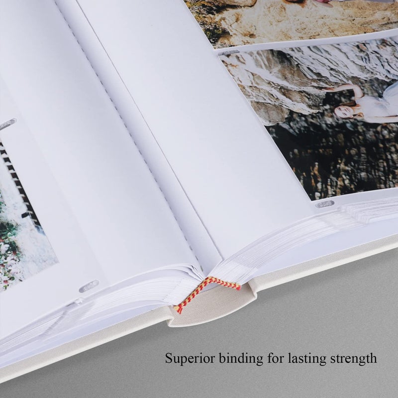 1DOT2 Photo Album with Writing Space 50 Pages 4x6 Photos Hold 200 or 5x7 Pictures Hold 100  Linen Cover Small Photo Book Albums with Memo for Anniversary Wedding Baby (Beige) - Image 4