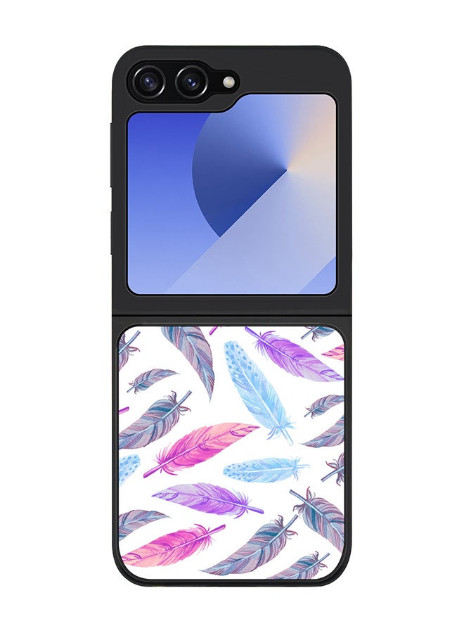Stylizedd Rugged Black edge case for Samsung Galaxy Z Flip7 FE, Slim fit Soft Case Flexible Rubber Edges Anti Drop TPU Gel Thin Cover -  Feather Colors - Image 1