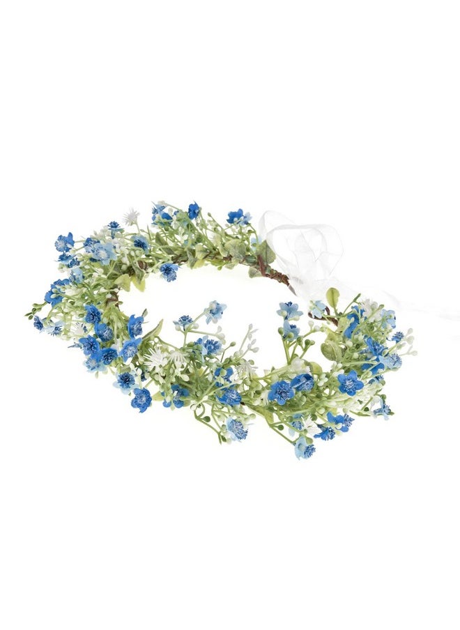 June Bloomy Bridal Flower Crown Women Rose Floral Headband Maternity Photo Prop Baby Shower Leaf Hair Wreath (Bblue)  - Image 3
