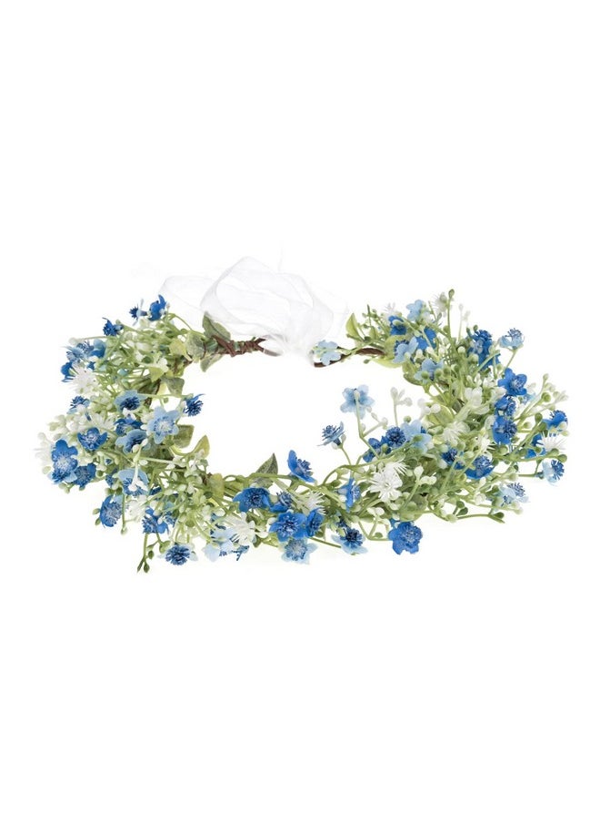 June Bloomy Bridal Flower Crown Women Rose Floral Headband Maternity Photo Prop Baby Shower Leaf Hair Wreath (Bblue)  - Image 2
