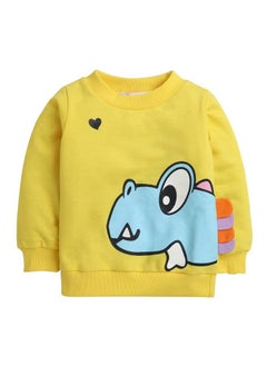 Hopscotch Hopscotch Cotton Boys Animal Print Sweatshirtjeans Set In Yellow Color For Ages 12-18 Months  - Image 5